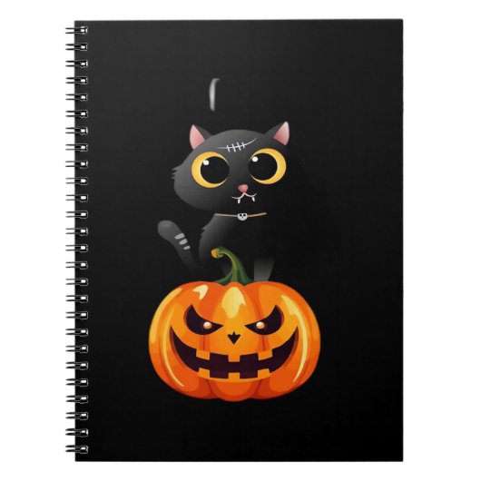 Black Cat Halloween Design - Spooky Pumpkin Art of Notizblock (Vorderseite)