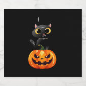 Black Cat Halloween Design � Spooky Pumpkin Art of Schaumweinetikett (Einzelnes Label)