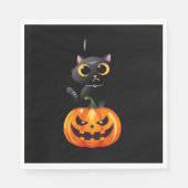 Black Cat Halloween Design - Spooky Pumpkin Art of Serviette (Vorderseite)