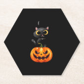 Black Cat Halloween Design � Spooky Pumpkin Art of Untersetzer (Vorderseite)