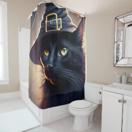 Black Cat Halloween Duschvorhang
