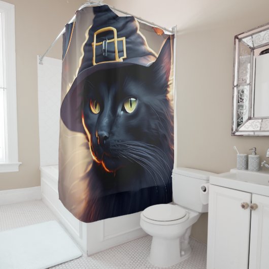 Black Cat Halloween Duschvorhang (Beispiel)