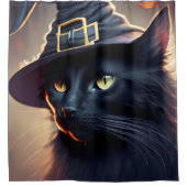 Black Cat Halloween Duschvorhang (Vorderseite)