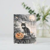 Black Cat Halloween E Feiertagskarte (Stehend Vorderseite)