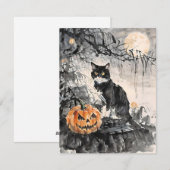 Black Cat Halloween E Feiertagskarte (Vorne/Hinten)