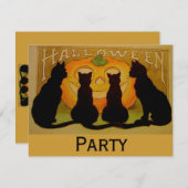 Black Cat Halloween Einladung (Vorne/Hinten)