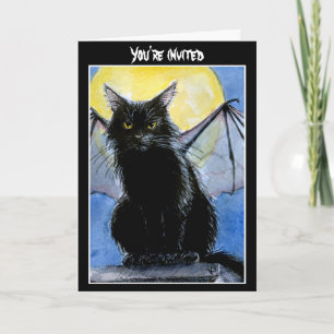 Black Cat Halloween Einladung oder Grußkarte