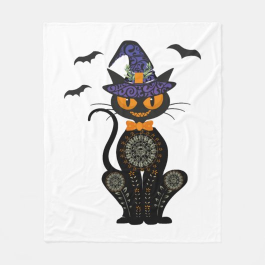 Black Cat Halloween Fleecedecke (Vorderseite)