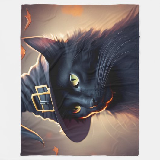 Black Cat Halloween Fleecedecke (Vorderseite)