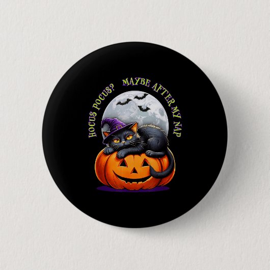 Black Cat Halloween Funny Pumpkin Costume Gift Button (Vorderseite)
