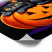 Black Cat Halloween Funny Pumpkin Costume Gift  Poster (Ecke)