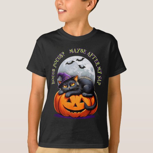 Black Cat Halloween Funny Pumpkin Costume Gift  T-Shirt (Vorderseite)