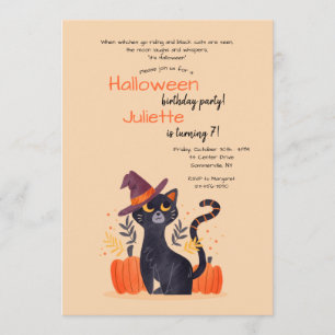 Black Cat Halloween Geburtstagsparty Einladung