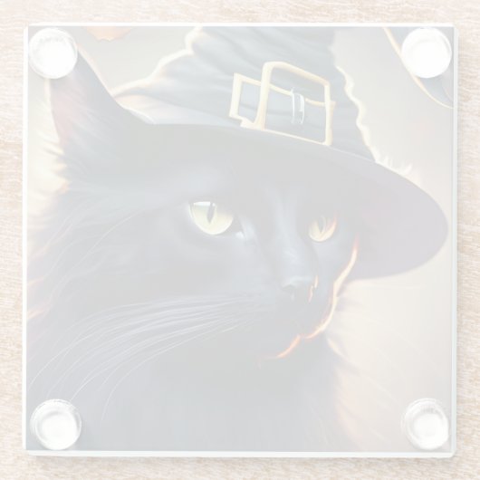 Black Cat Halloween Glasuntersetzer (Rückseite)