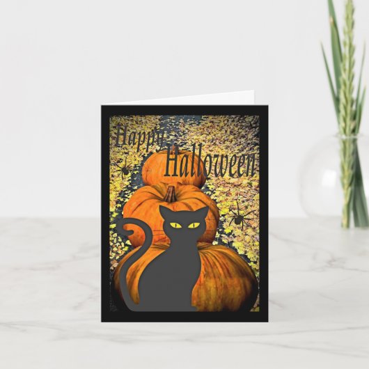 Black Cat Halloween Grußkarte Karte (Vorderseite)
