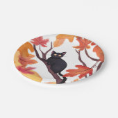 Black Cat Halloween Herbst Pappteller (Schrägansicht)