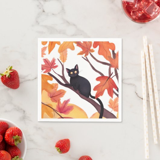 Black Cat Halloween Herbst Serviette (Beispiel)