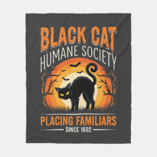 Black Cat Halloween Humane Society Vintage-Grafik Fleecedecke