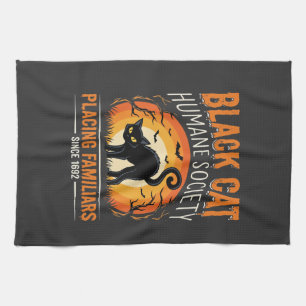 Black Cat Halloween Humane Society Vintage-Grafik Geschirrtuch