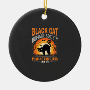 Black Cat Halloween Humane Society Vintage-Grafik Keramik Ornament