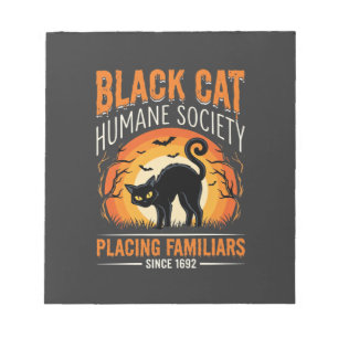 Black Cat Halloween Humane Society Vintage-Grafik Notizblock