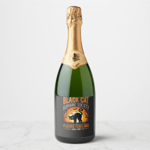 Black Cat Halloween Humane Society Vintage-Grafik Schaumweinetikett