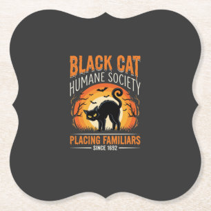 Black Cat Halloween Humane Society Vintage-Grafik Untersetzer