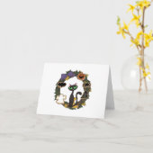 Black Cat Halloween Karte (Gelbe Blume)