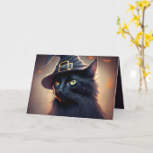 Black Cat Halloween Karte (Gelbe Blume)