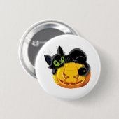 Black Cat Halloween Kitt Clip Art Button (Vorne & Hinten)