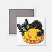 Black Cat Halloween Kitt Clip Art Magnet (Vorderseite/Rückseite)