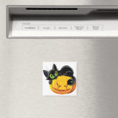 Black Cat Halloween Kitt Clip Art Magnet (In Situ (Geschirrspüler))