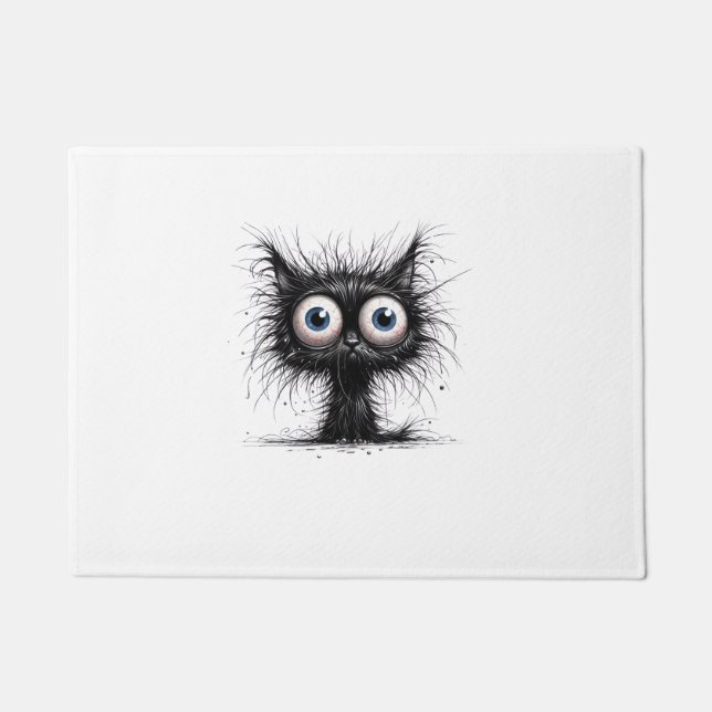 Black Cat Halloween Kostüm Party Beängstigende Kat Fußmatte (Vorderseite)