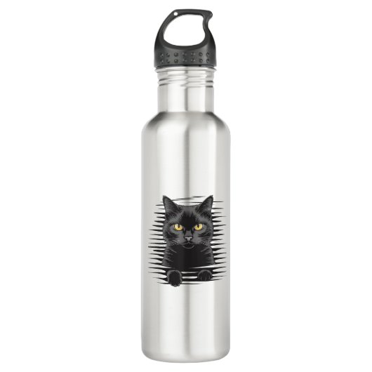 Black Cat Halloween Kostüm Spooky Kitty Cat Kitte Edelstahlflasche (Vorderseite)