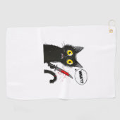 Black Cat Halloween Kostüm Was Funny Cover Golfhandtuch (Horizontal)