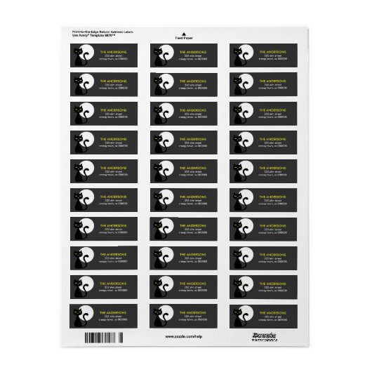 Black Cat Halloween Labels (Vorne)