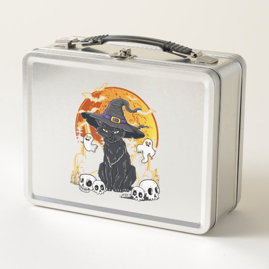 Black Cat Halloween Metall Brotdose (Vorderseite)