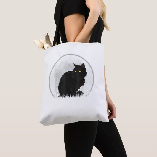 Black Cat Halloween Moon Cat Tasche (Von Nahem)