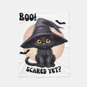 Black Cat Halloween Niedlich Vintag Black Kitten B Fleecedecke