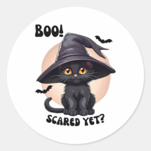 Black Cat Halloween Niedlich Vintag Black Kitten B Runder Aufkleber