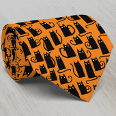 Black Cat Halloween Orange Krawatte
