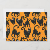 Black Cat Halloween Orange Party Einladung (Rückseite)