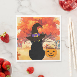 Black Cat Halloween Paper Napkin Serviette