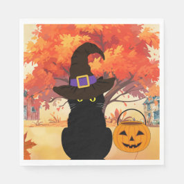 Black Cat Halloween Paper Napkin Serviette