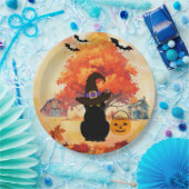 Black Cat Halloween Paper Plates Pappteller (Party)