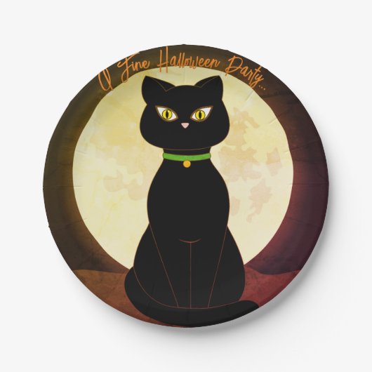Black Cat Halloween Papierplatte Pappteller (Vorderseite)