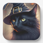 Black Cat Halloween Pappteller (Vorderseite)