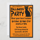 Black Cat Halloween-Party Einladung (Vorderseite)