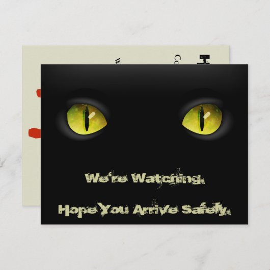 Black Cat Halloween-Party mit blutigem Text einlad Einladung (Vorne/Hinten)