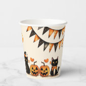 Black Cat Halloween-Party Pappbecher (Rückseite)